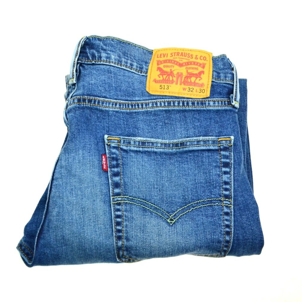 Levi's 513 Men's Size W32 L30 Blue Straight Loose Fit Denim Jeans